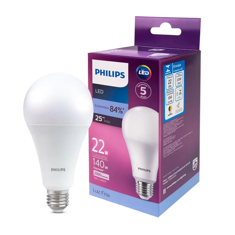 Lâmpada Led Philips alta potência 22W BR fria 6500K BV E27