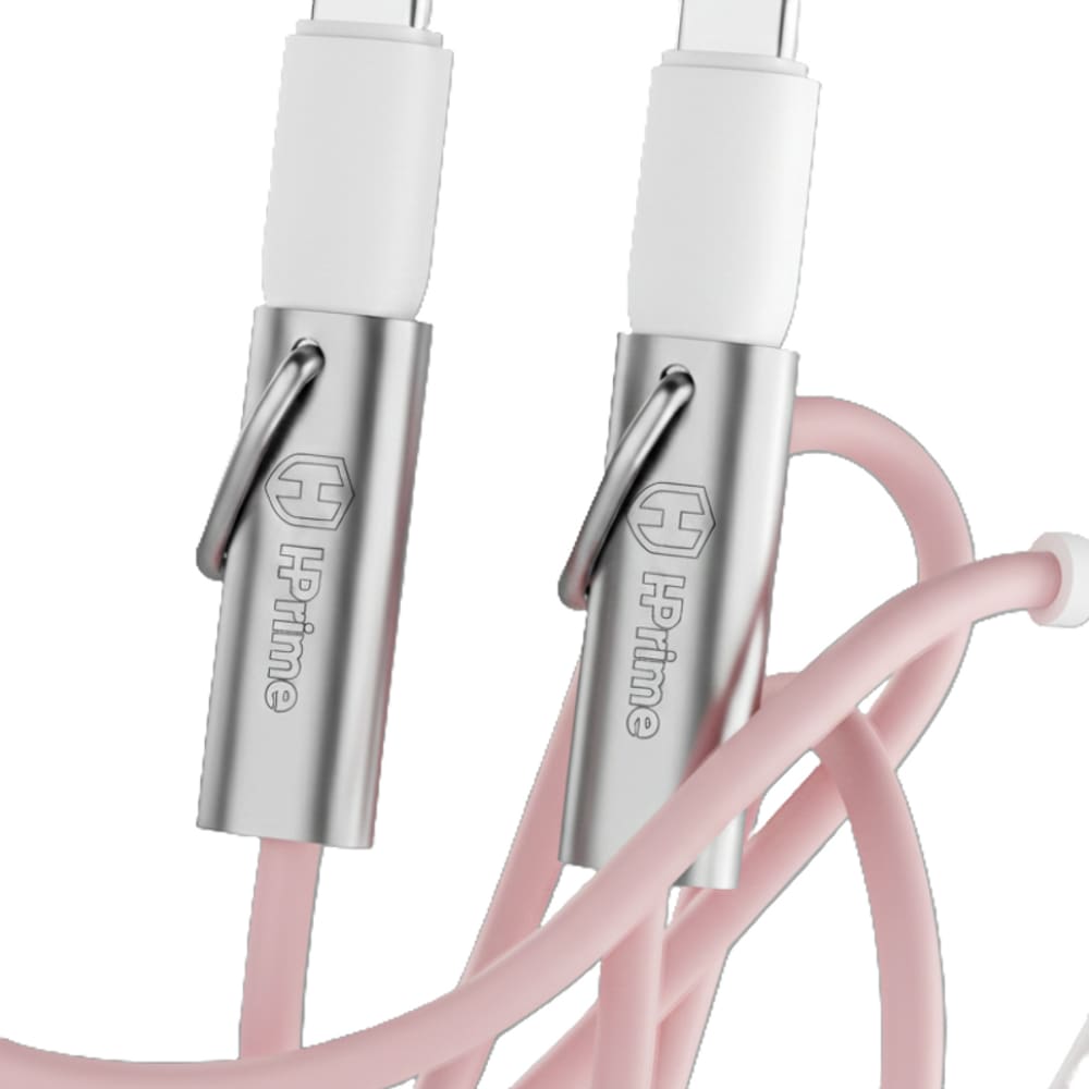 Cabo USB C Tipo C x Tipo C 60W LoopCharge Mini Hprime Rosa