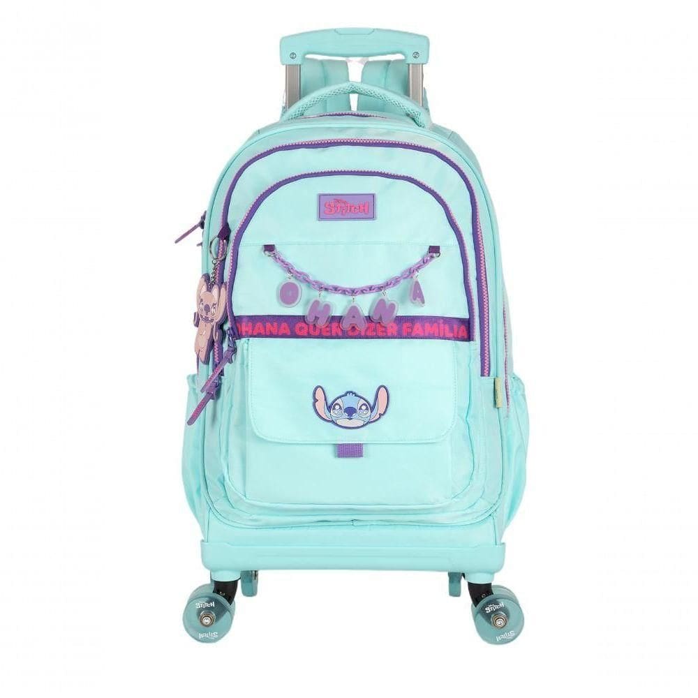 Mochila Com Rodas Stitch Turquesa - Unico Verde