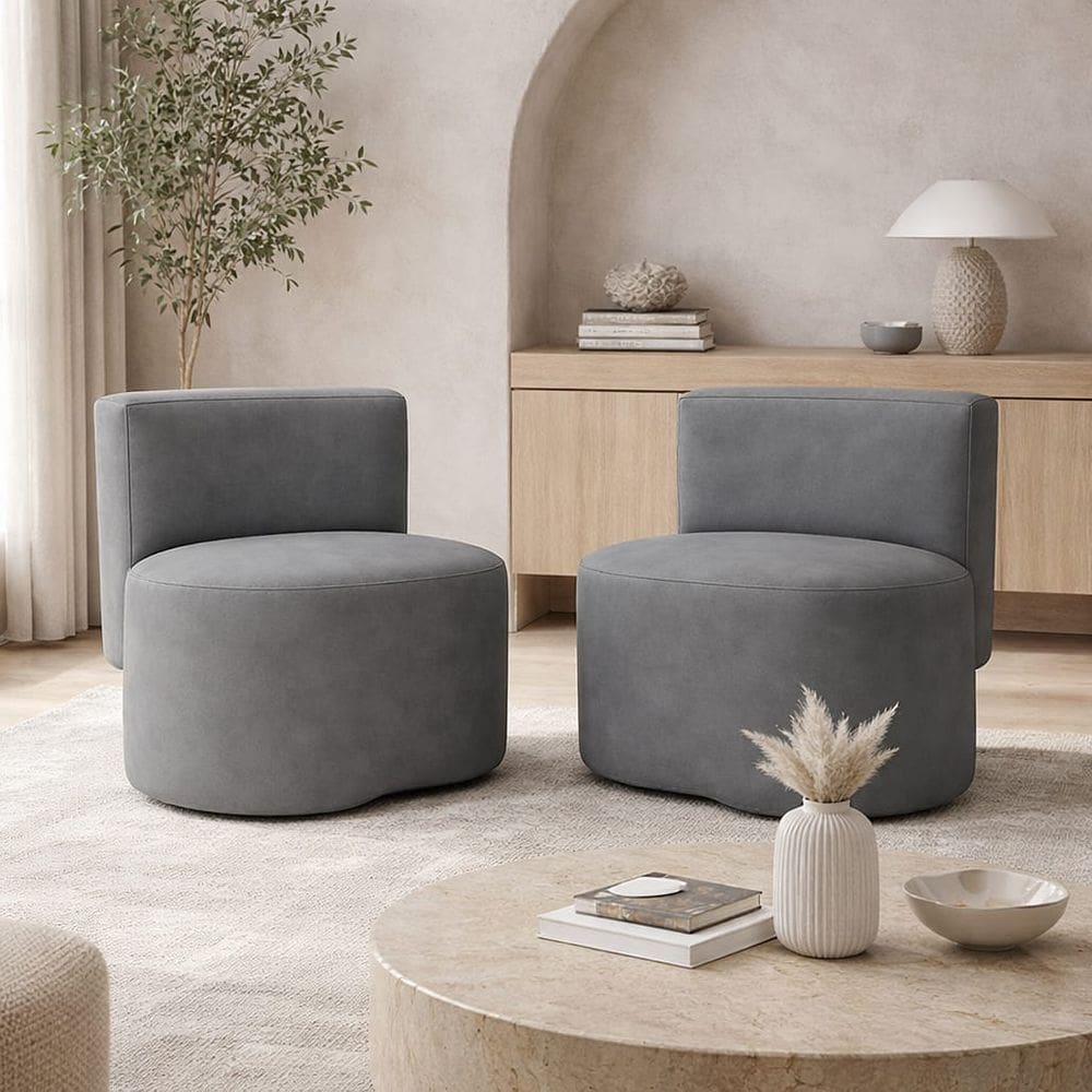Kit 2 Puff Feijão Com Encosto Orgânico Curvo Redondo Sala Quarto Resistente Confortável Linho