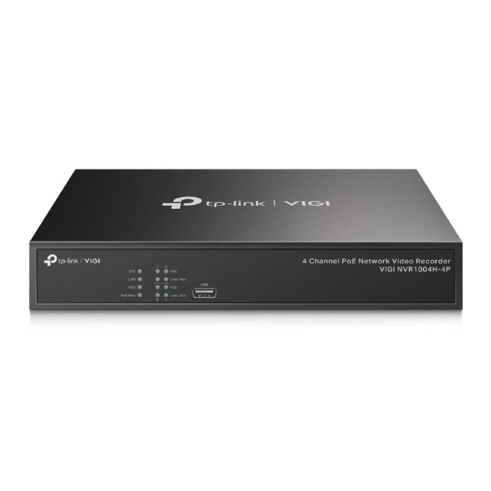 Gravador de Vídeo NVR Tp-link Vigi NVR1004H-4P PoE+, 4 Canais, H.265+, Preto