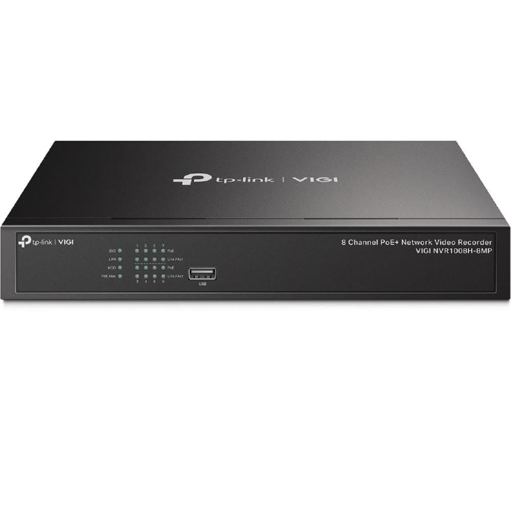 Gravador de Vídeo NVR Tp-link Vigi NVR1008H-8MP PoE+, 8 Canais, H.265+, Preto