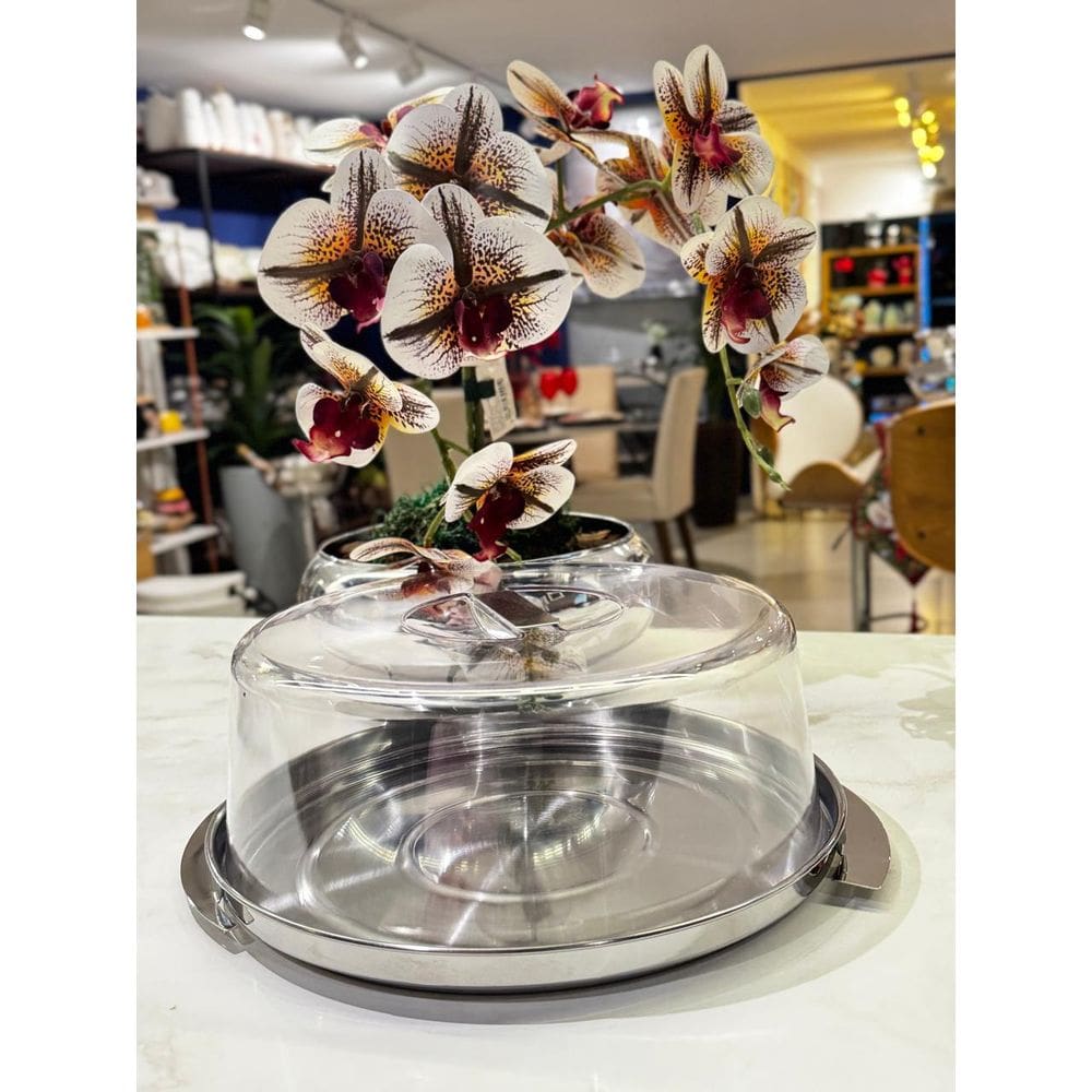 Prato para Bolo Boleira Terraza com cúpula 27,5 cm Forma Inox 1405