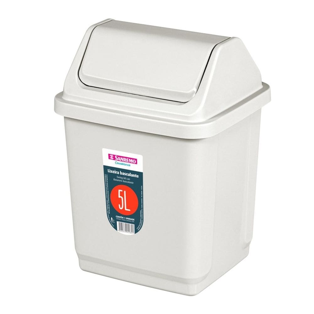 Lixeira 5 Litros Basculante Plástica de Pia Bancada Cozinha Bege - SR2205 Sanremo