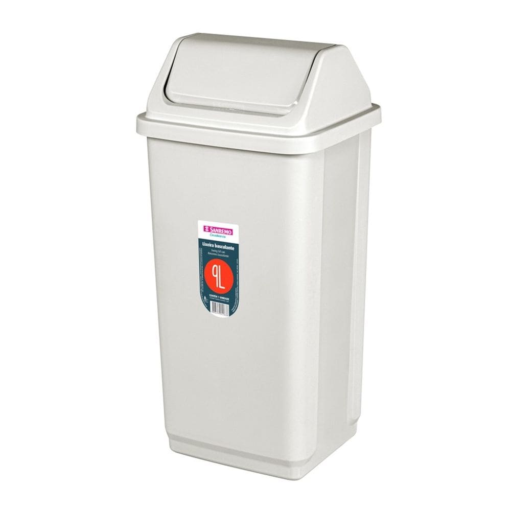 Lixeira 9 Litros Basculante Plástica de Cozinha Banheiro Bege - SR2209 Sanremo