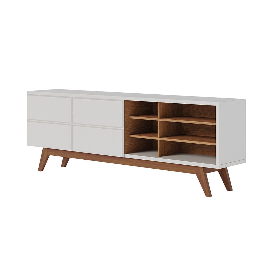 Bancada Noronha 180cm 2 Portas de Giro Off White Matte/Freijo - SSX Multicoisas