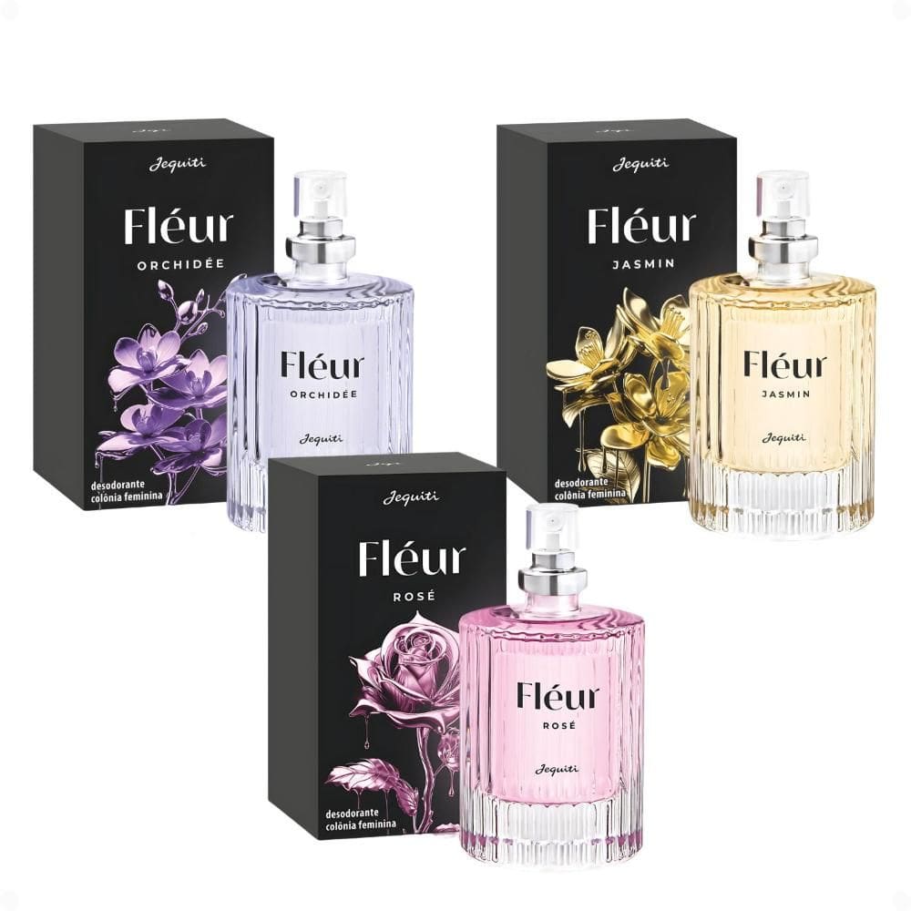 Kit Jequiti Colônia Feminina Fléur: Orchidée, Jasmin e Rosé 25ml