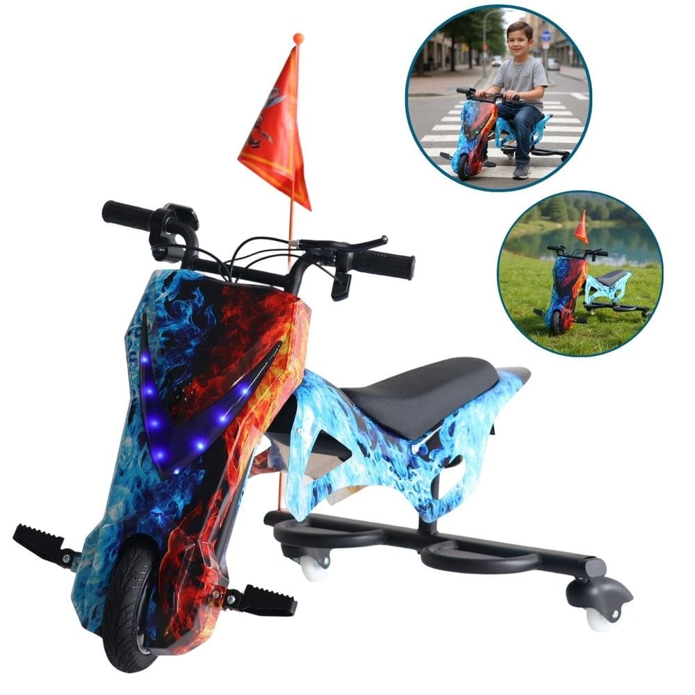 Drift Moto Triciclo Elétrico 250W Ajuste Velocidade Chave Buzina Led Freio Azul Importway Bw387 Az