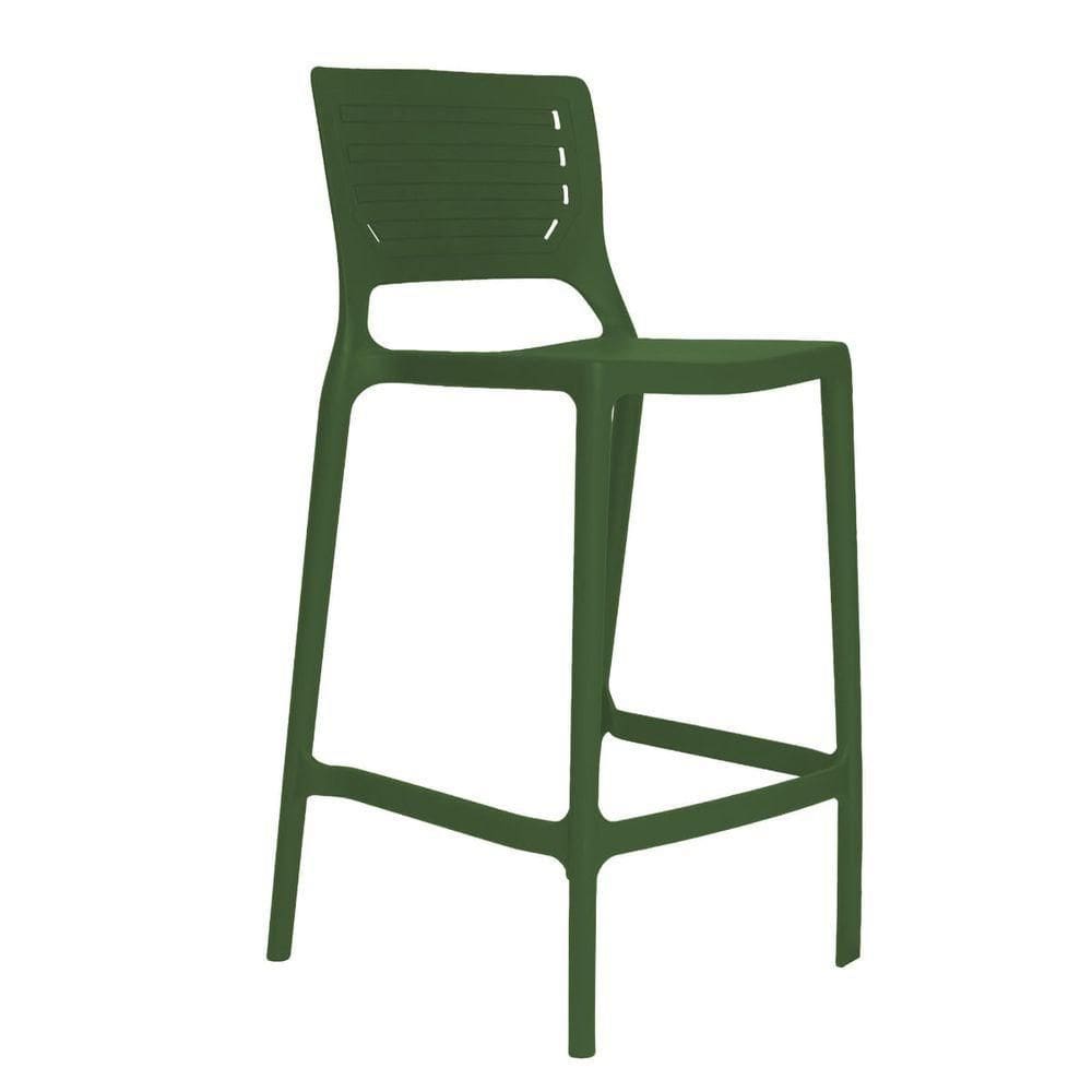 Banqueta Alta Cozinha Verde Musgo Empilhável Saturno Em Polipropileno Acrilys