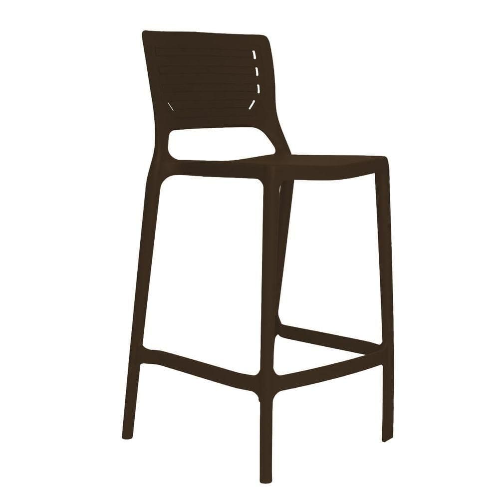Banqueta Alta Cozinha Marrom Café Empilhável Saturno Em Polipropileno Acrilys