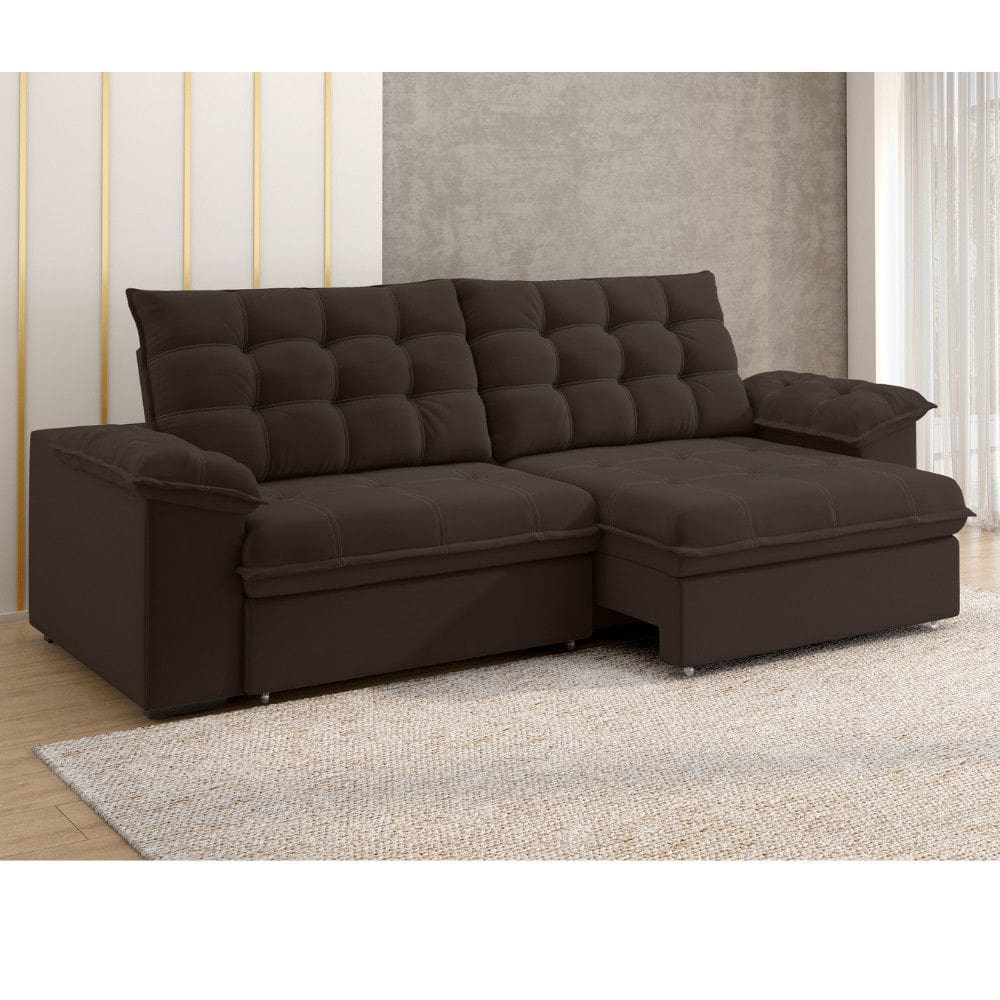Sofa 3 Lugares Retratil Reclinavel 230cm Slim Veludo Palermo Besthouse