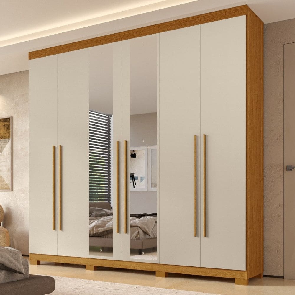 Guarda Roupas Casal 6 Portas 4 Gavetas Com Espelho Nubia ACP