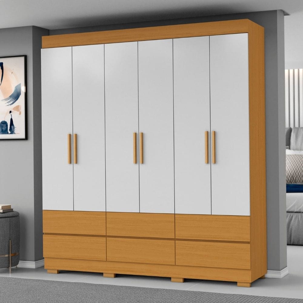 Guarda Roupa Casal 6 Portas 6 Gavetas com Pes Marrocos Aramoveis