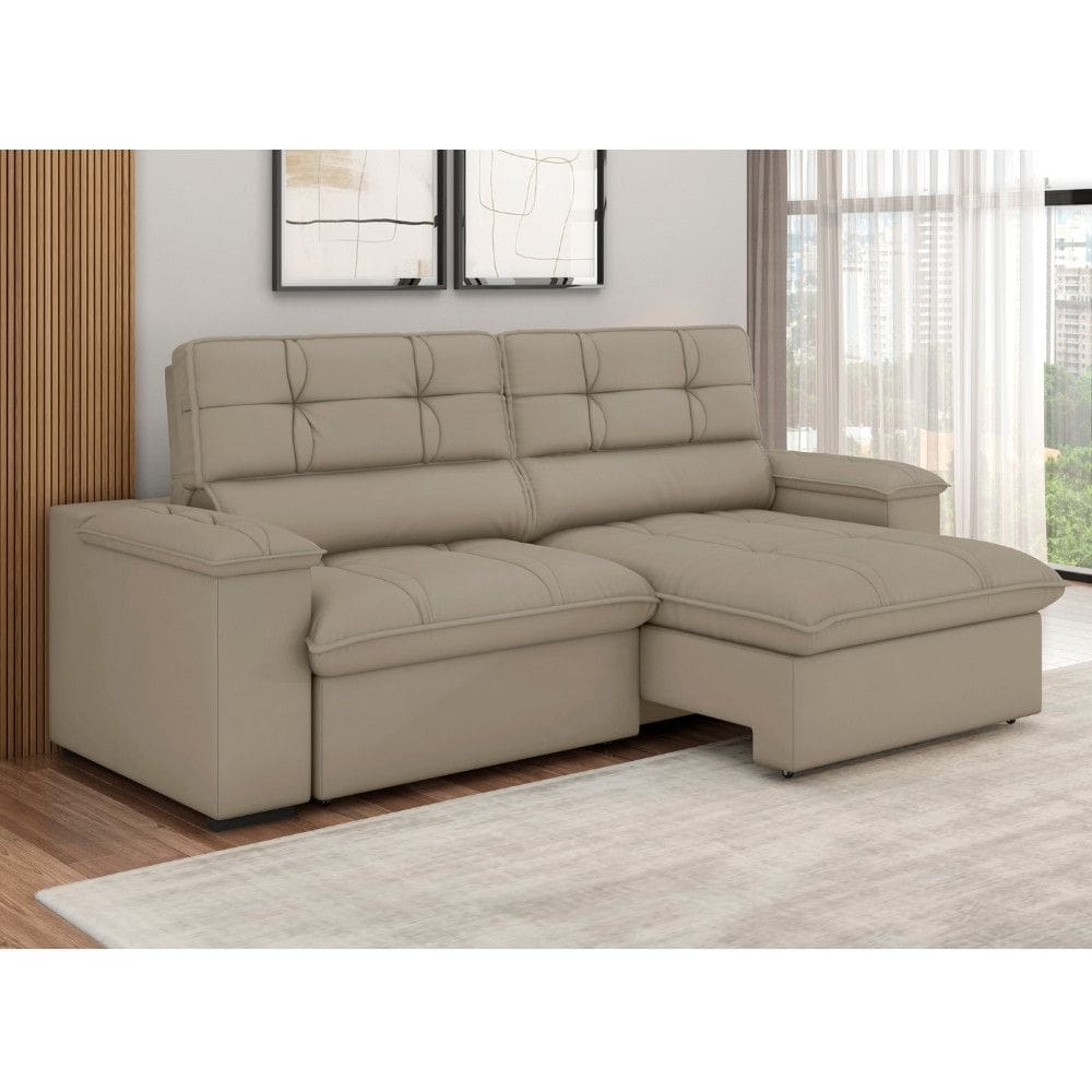 Sofa 3 Lugares Retratil Reclinavel 240cm Slim Veludo Londres Besthouse