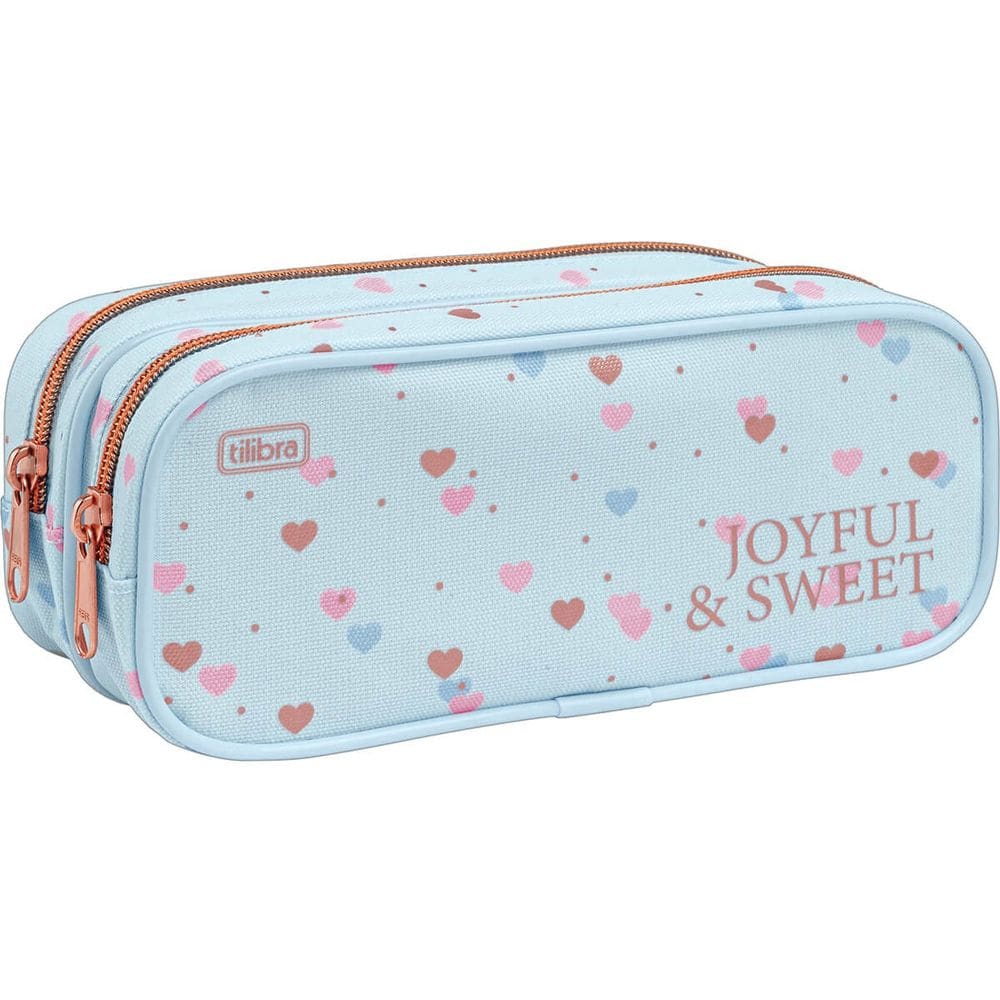 Estojo Duplo Académie Coração Metalizado - Tilibra