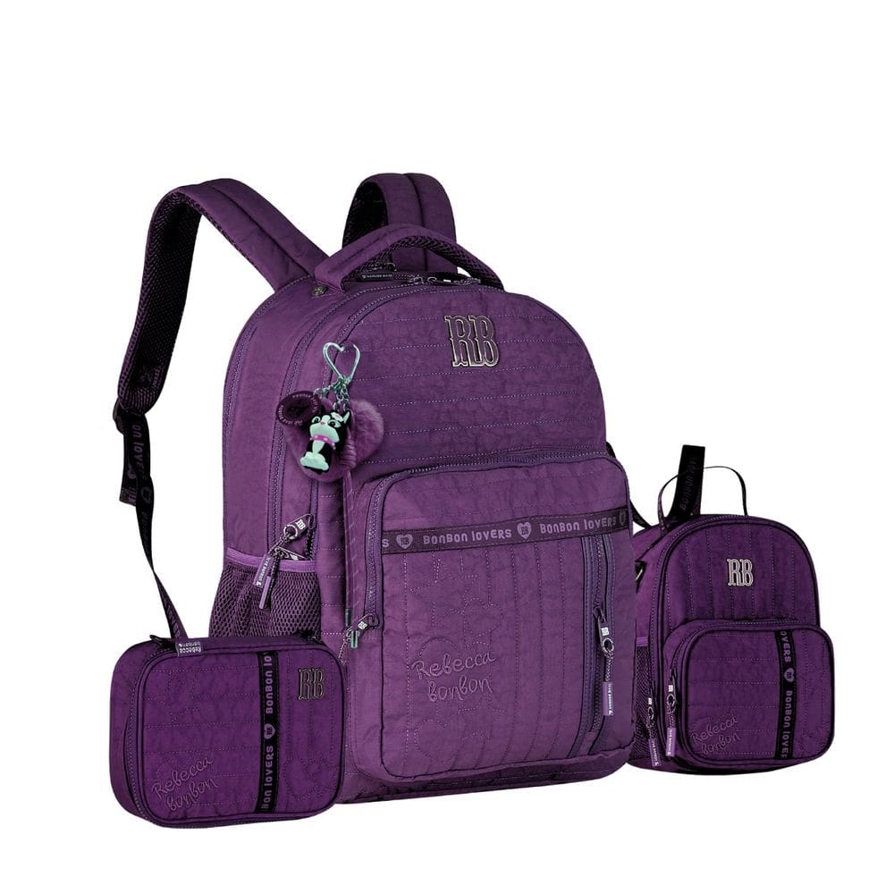 Mochila de Costas 19” Lancheira Estojo Box Rebecca Bonbon