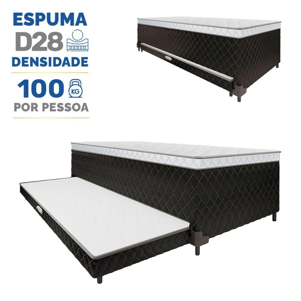 Bicama Box Conjugada de Espuma D28 e Auxiliar de Espuma Veronna Solteiro 88cm