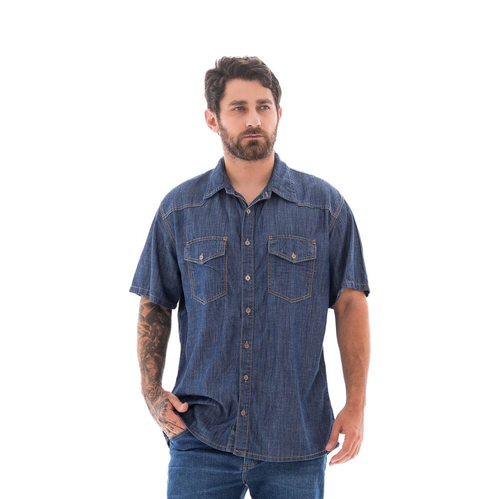 Camisa Jeans Masculina Arauto Leve M/c