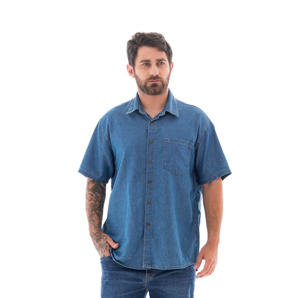 Camisa Jeans Masculina M/c Arauto Leve