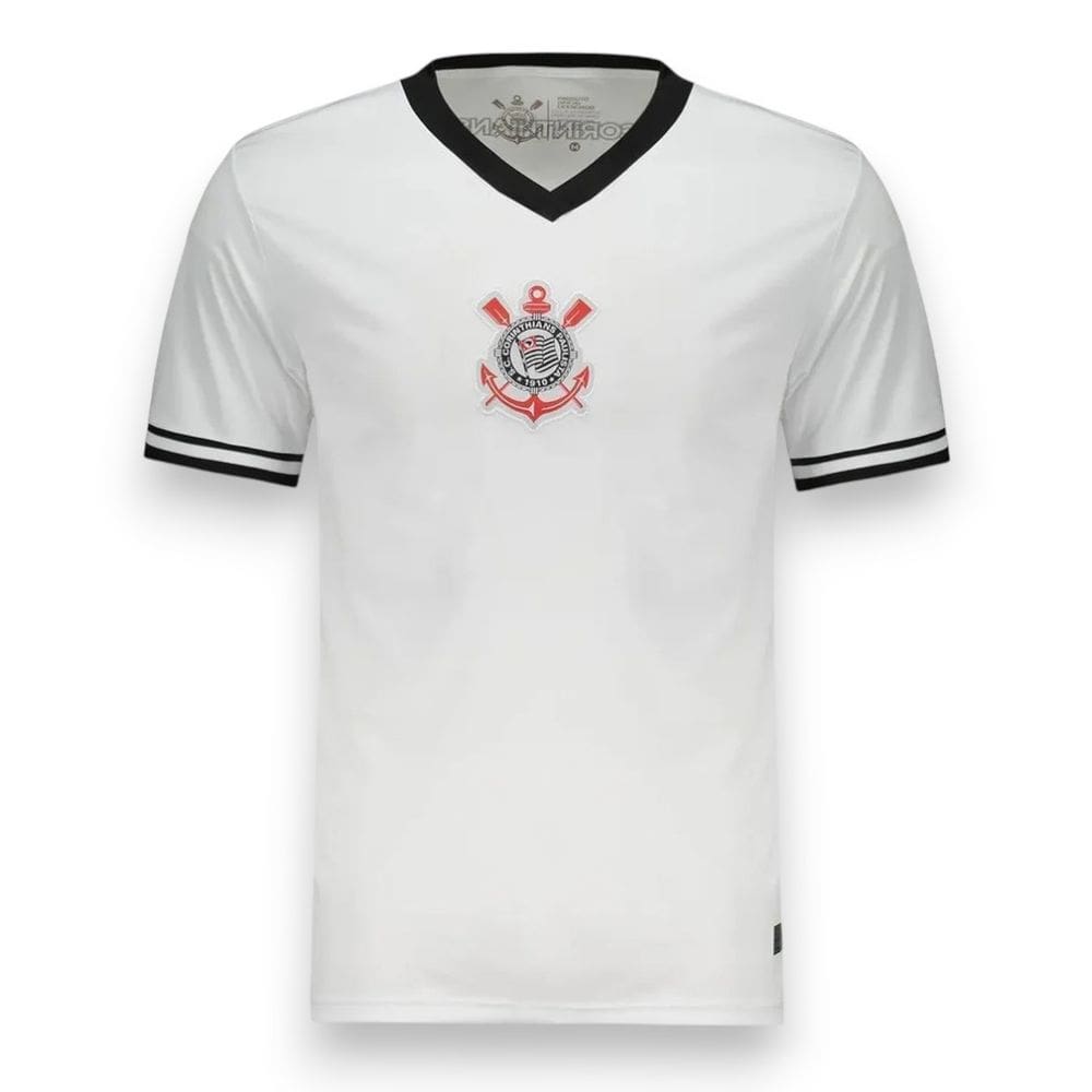 Camiseta Corinthians Dry Gola V Logo Bordado Oficial