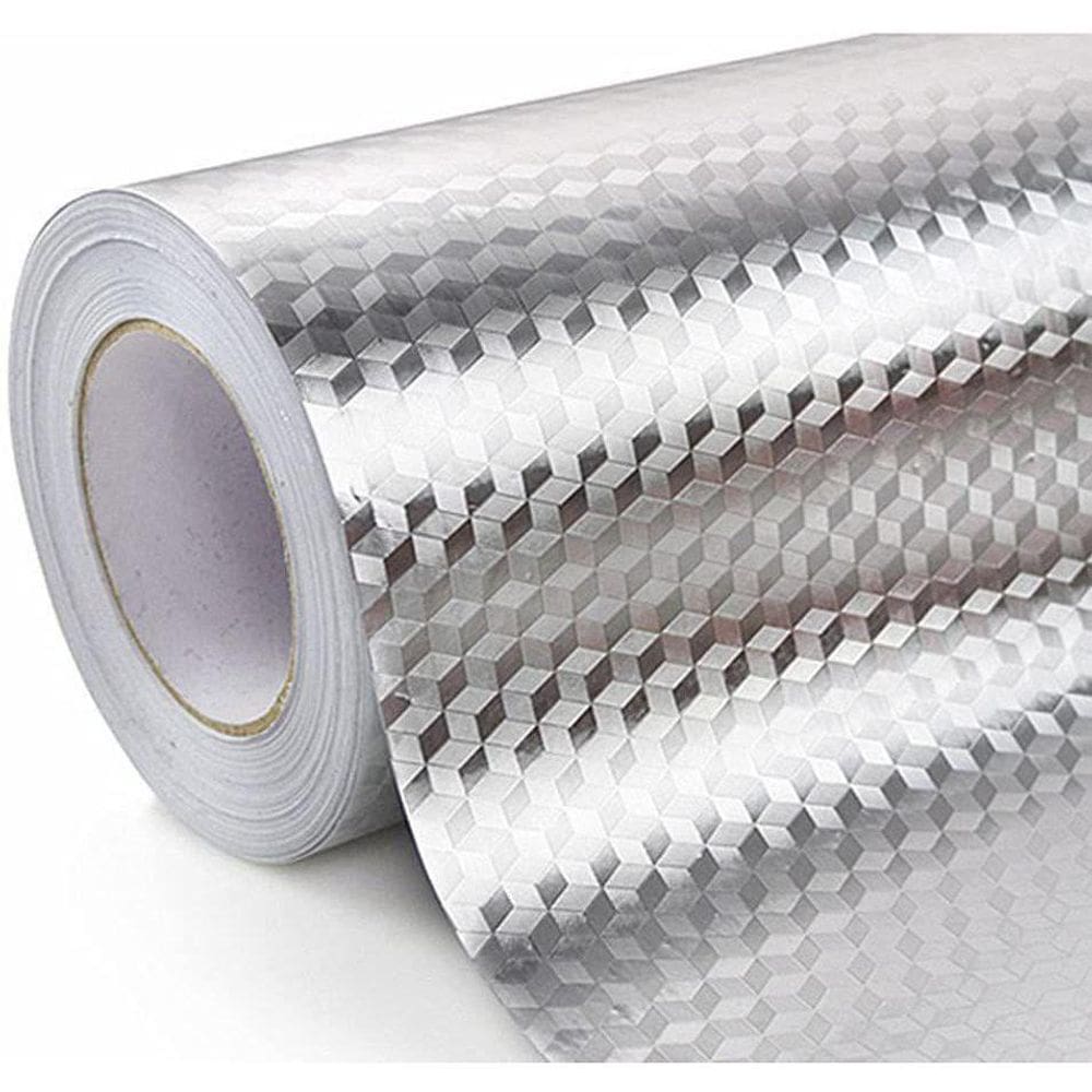 Papel De Parede Adesivo Metalizado Prata Brilhante Lavável