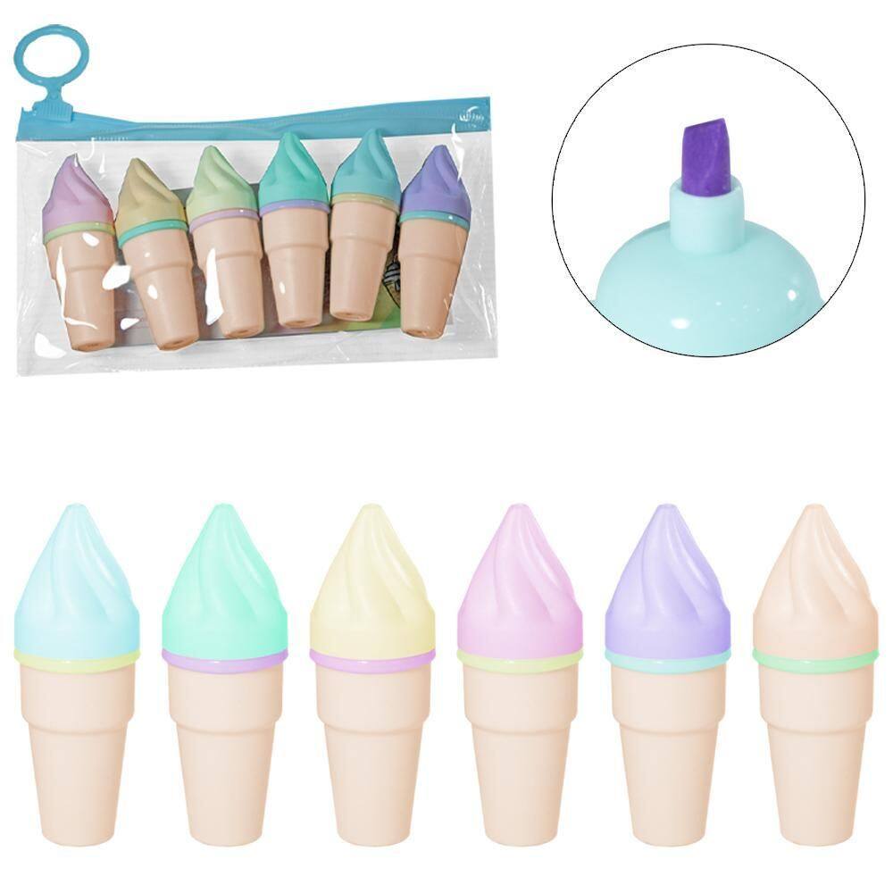 Caneta Marca Texto Fofa 06 Peças Sorvete Color