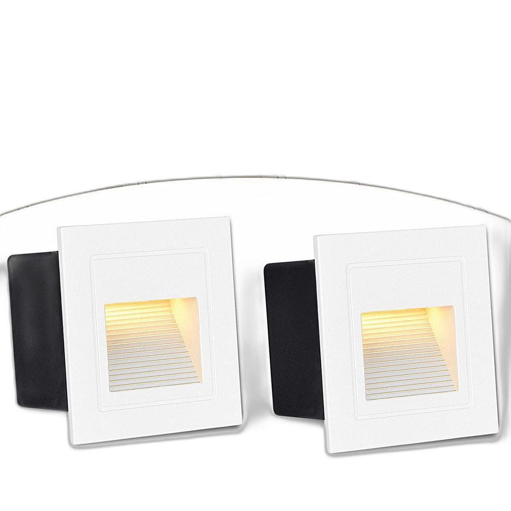 2 Balizador De Embutir Parede Externo Branco Led 3000K Zan08