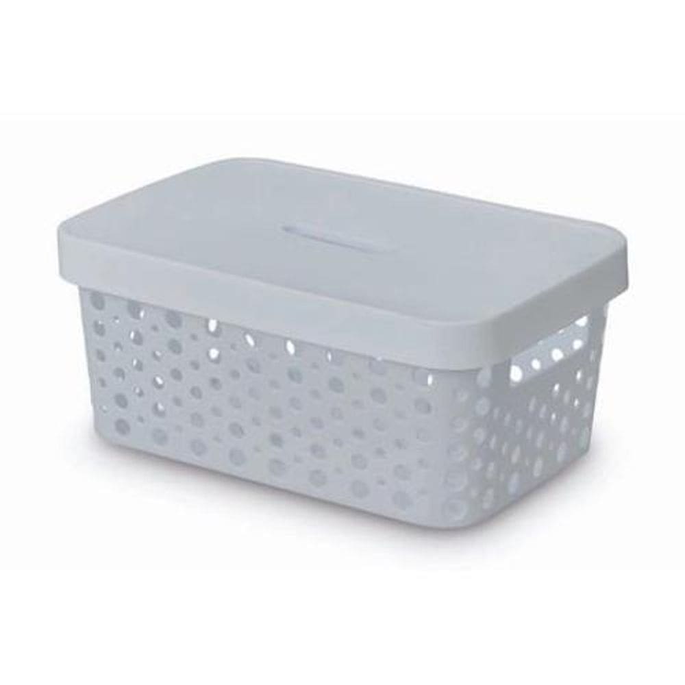 Cesto Caixa Organizadora Rattan Com Tampa 4,5 L Branco