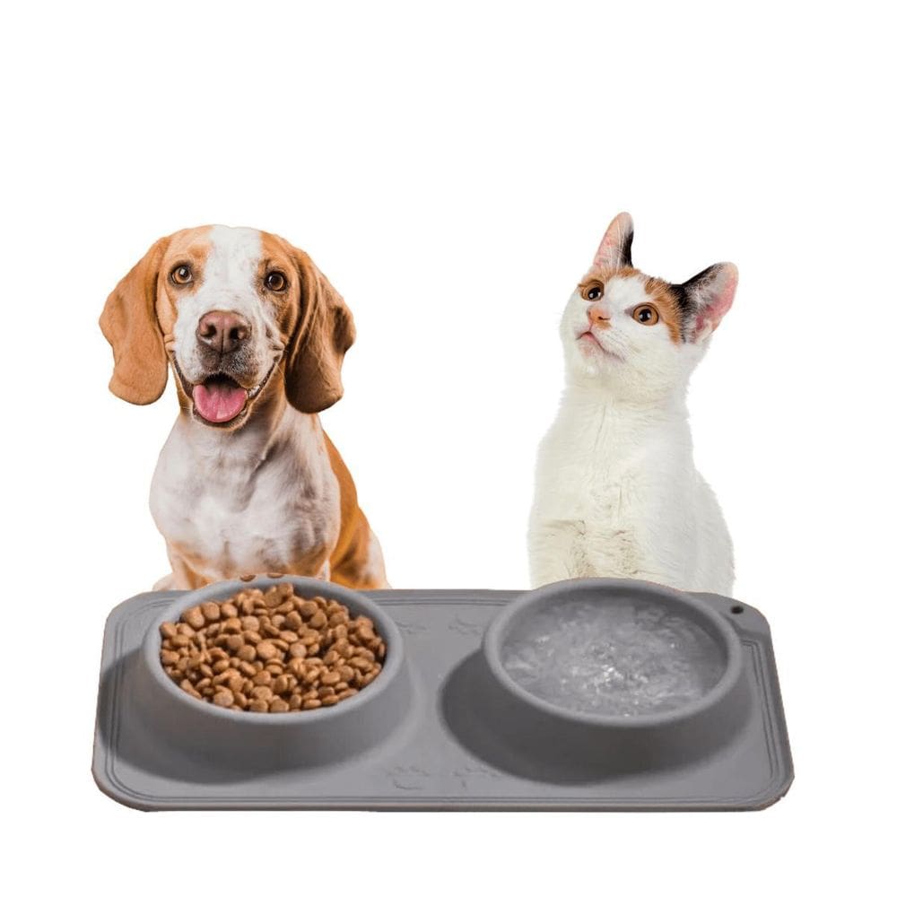 Comedouro Bebedouro Tapete 2 Em 1 Silicone Dobrável Pet Cão