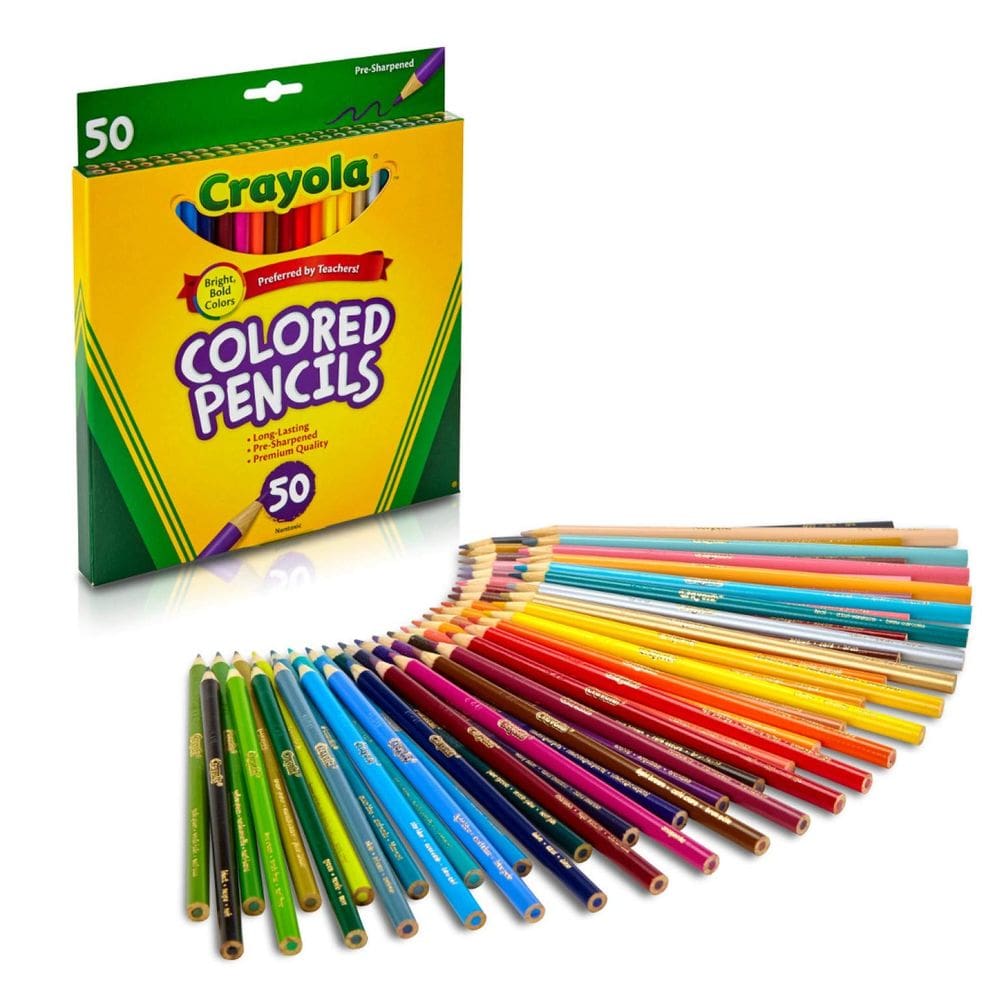 Lápis de cor Crayola, 50 unidades, pontas pré-afiadas, não tóxicos