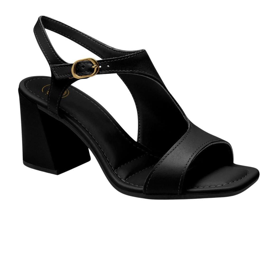 Sandália Dakota Y9991 em Couro Preto com Salto Balmy – Elegante e Confortável