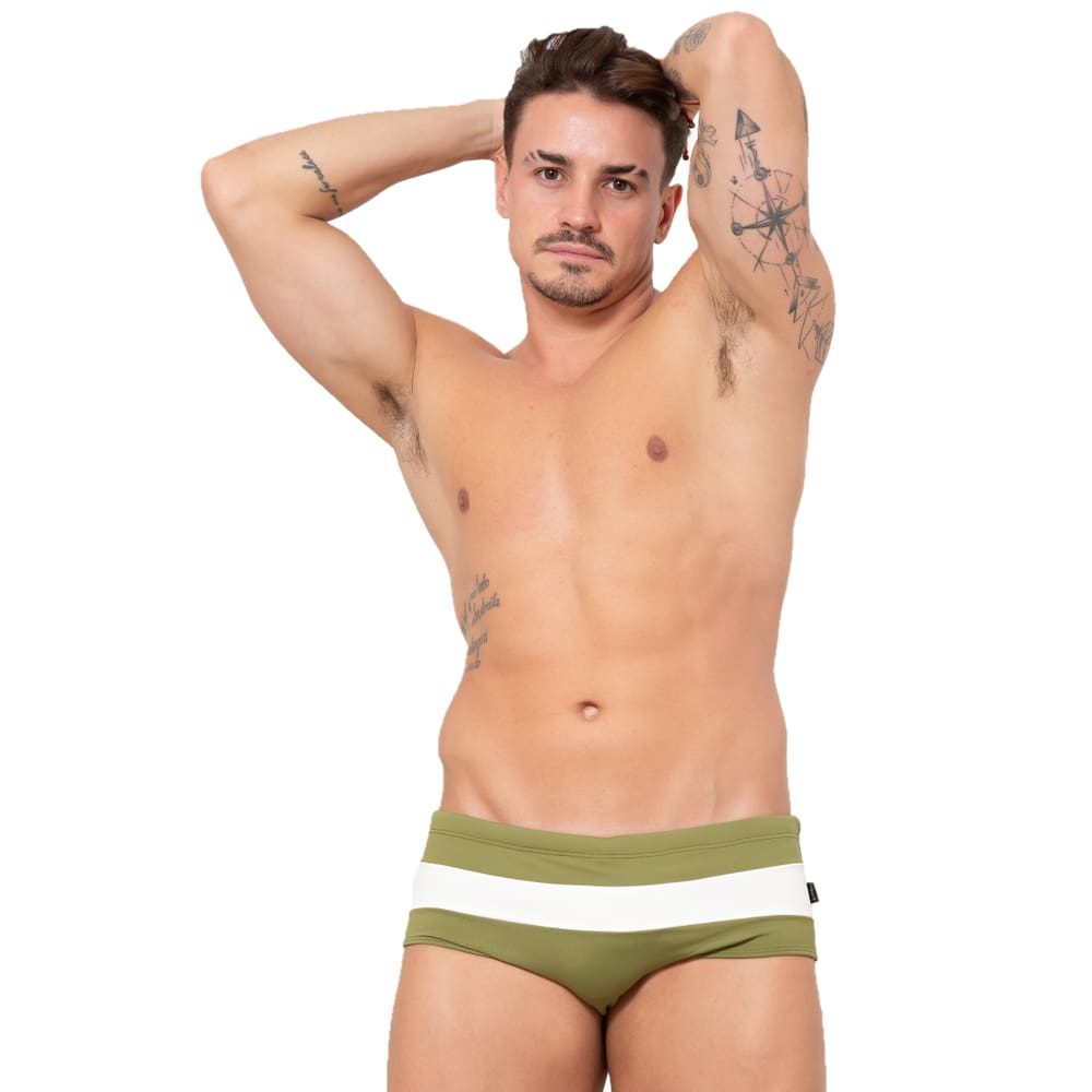 Sunga Clássica Verde Pistache com Off White - JWilas Beachwear