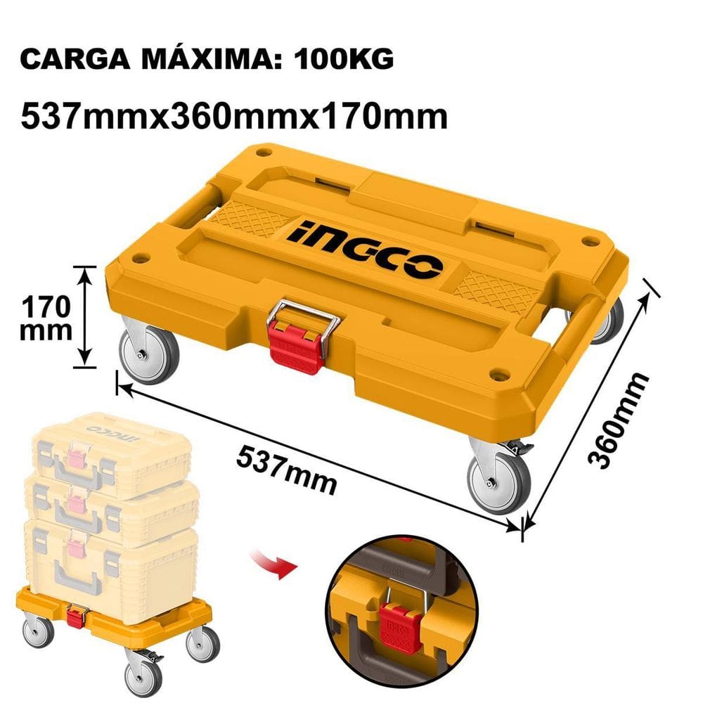 Base Rodas Para Caixa Ferramentas Empilháveis Ingco 100Kg