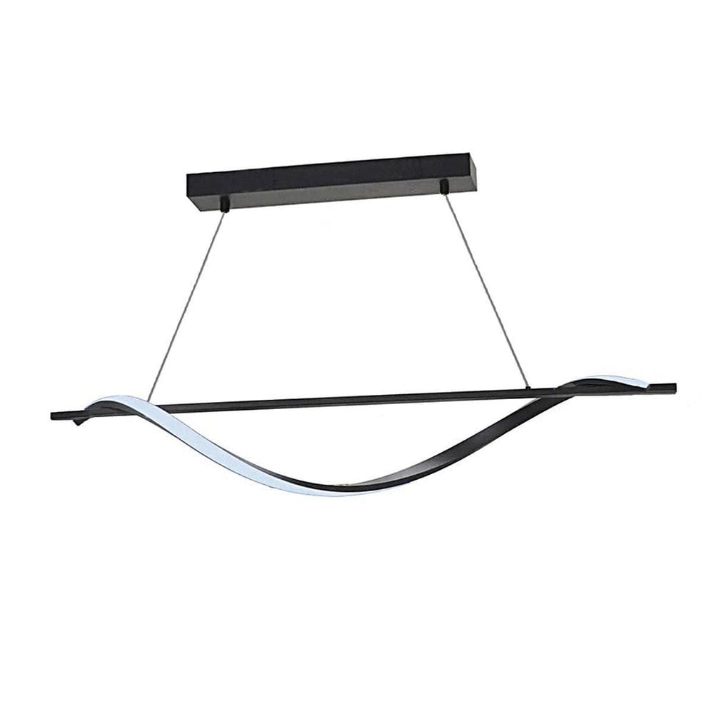 Kit 2 Pendente Linear Preto Horizontal Led 3 Cores Sala