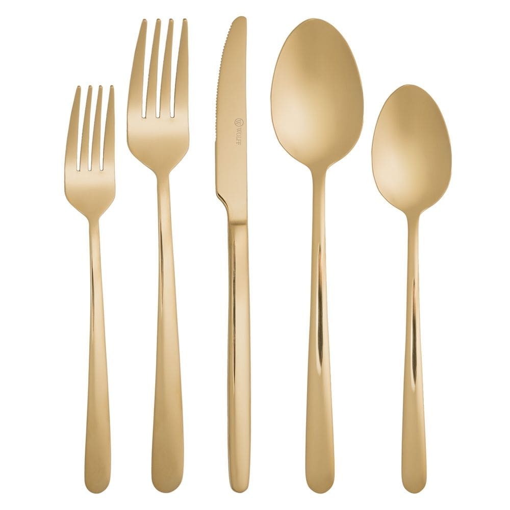 Faqueiro Aço Inox 30 Peças Viena Dourado Wolff