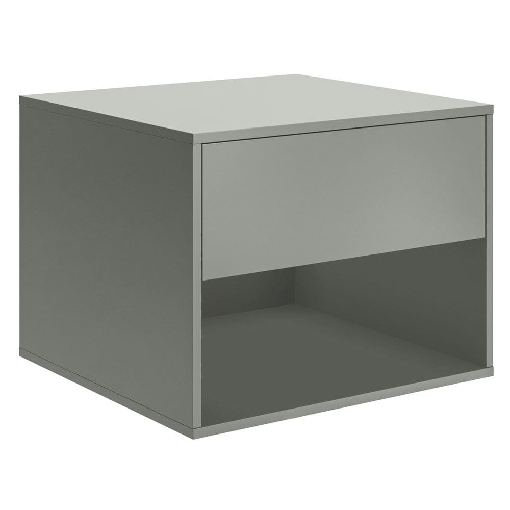 Mesa De Cabeceira Suspensa Carisma MDP Cinza Com Gaveta