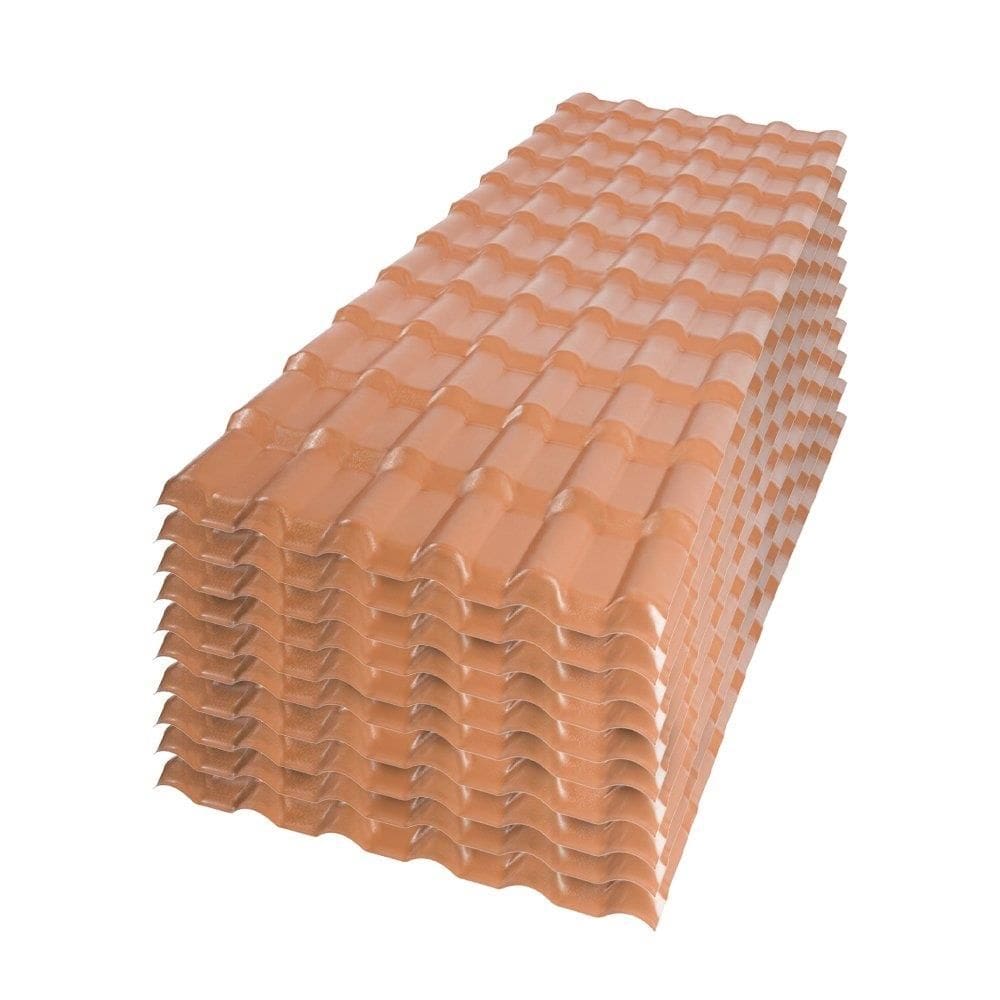 Kit Telhas PVC Plan Afort Terracota 2,42 x 0,88m 6 Ondas - 10 Unidades