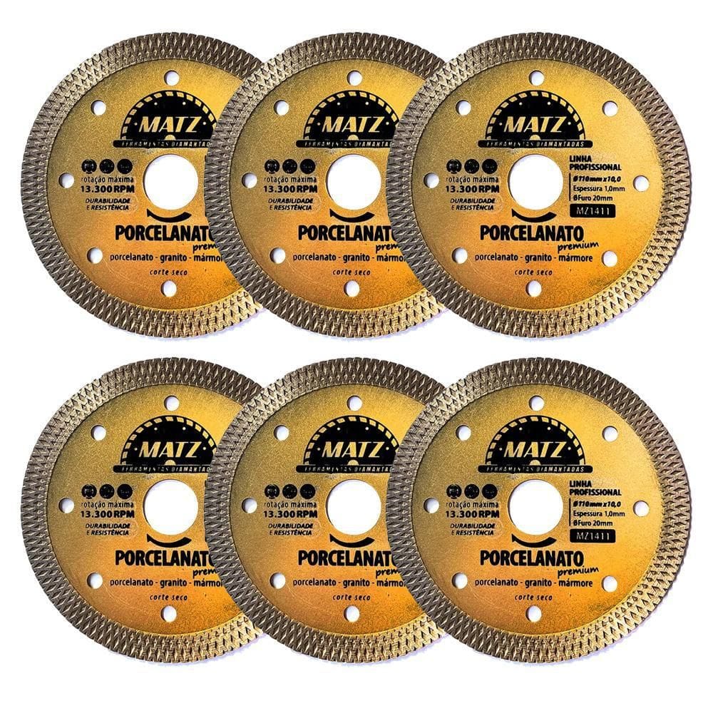 Kit 6 Disco Corte Turbo Porcelanato Premium 110X20Mm Matz