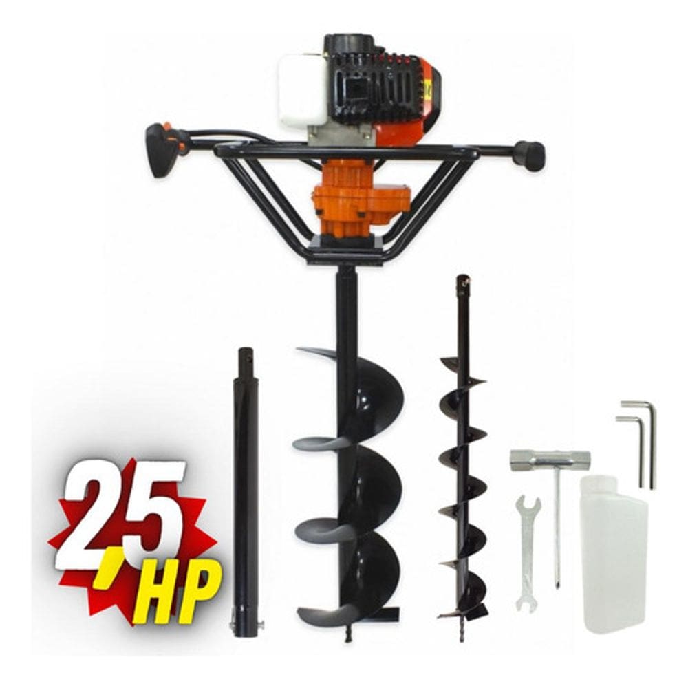 Perfurador de Solo Cavadeira a Gasolina Vulcan Trent VPS520 com Broca 80x20cm + Broca 80x12cm + Extensão 60cm