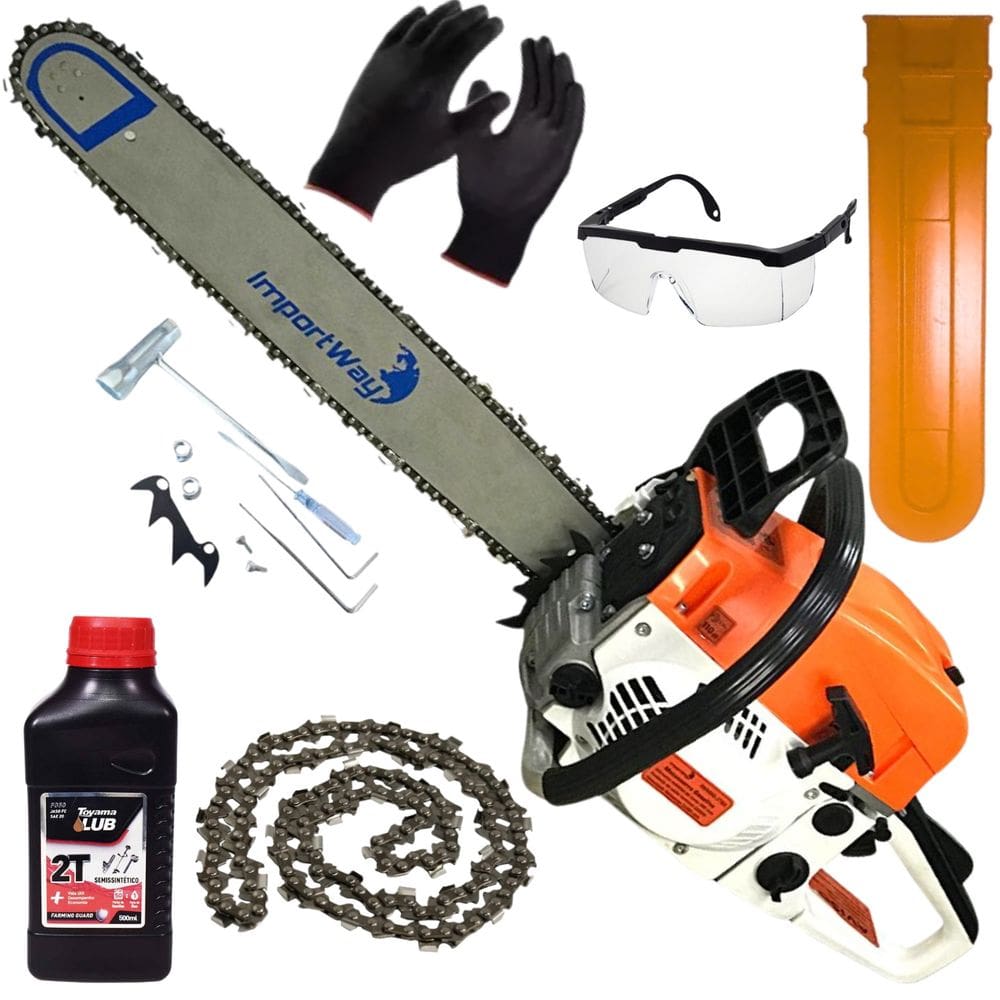 Motosserra a Gasolina Importway 63cc 22pol Forte e Robusta + Cortesia Oleo Lubrificante Toyama + Óculos de Proteção