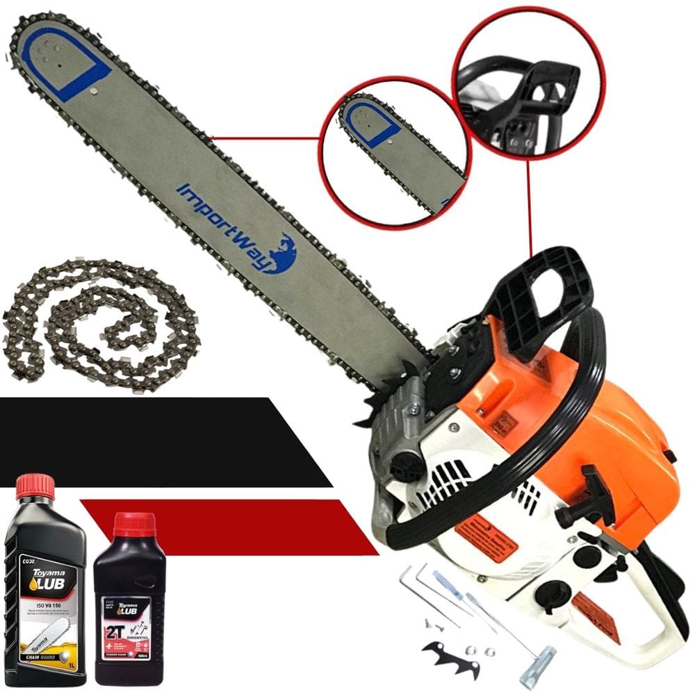 Motosserra a Gasolina Profissional Importway 63cc Moto Serra Sabre 22pol. + Óleo de Motor 2T + Óleo Corrente