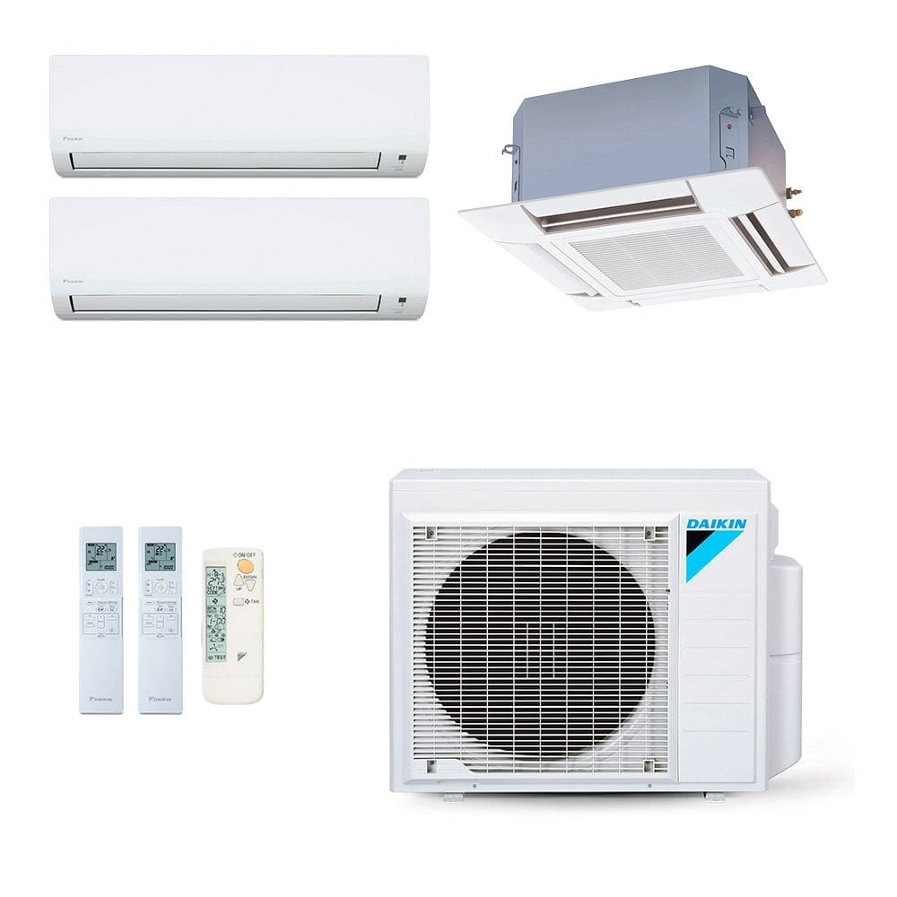 Ar-Condicionado Multi Split Inverter Daikin 24.000 (2x Evap HW 9.000 + 1x Evap Cassete 4 Vias 12.000) Quente/Frio 220V
