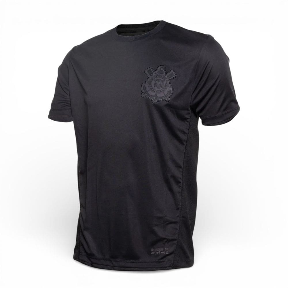 Camisa Corinthians All Black Recortes Frontal Logo Bordado