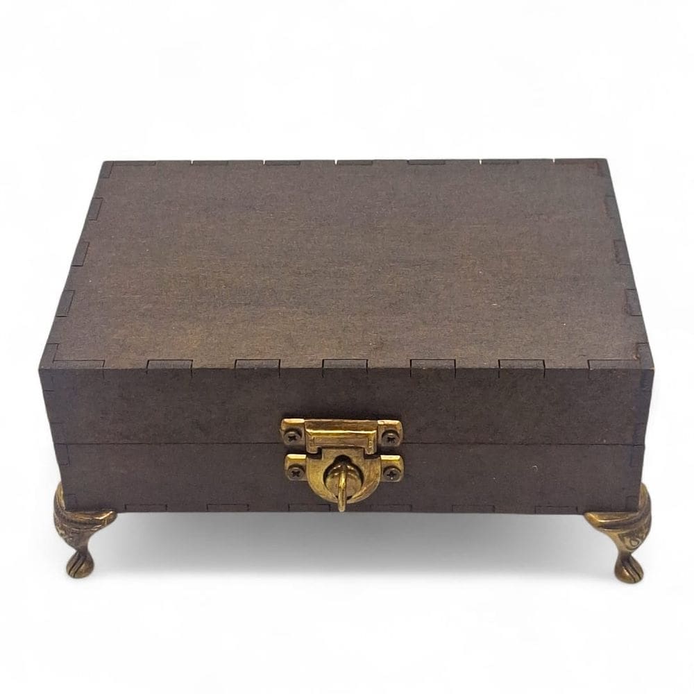 Porta Tarô Baralho Madeira Rústica Veludo Vermelho Artesanal