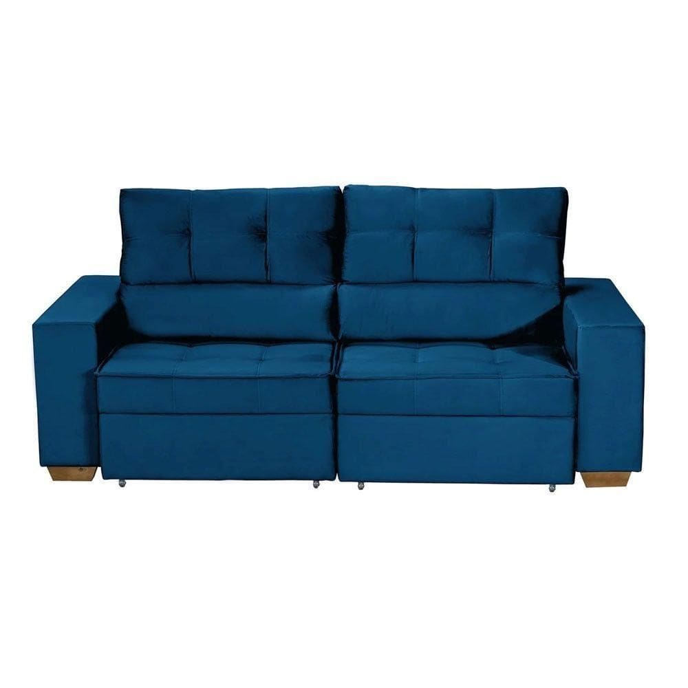 Sofá Baú San Marino Retrátil E Reclinável 3 Lugares Sofatec Azul