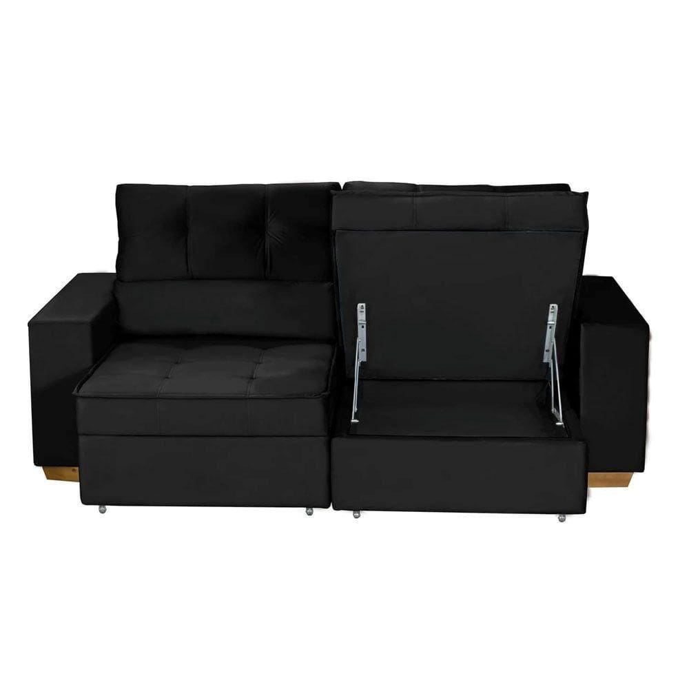Sofá Baú San Marino Retrátil E Reclinável 3 Lugares Sofatec Preto