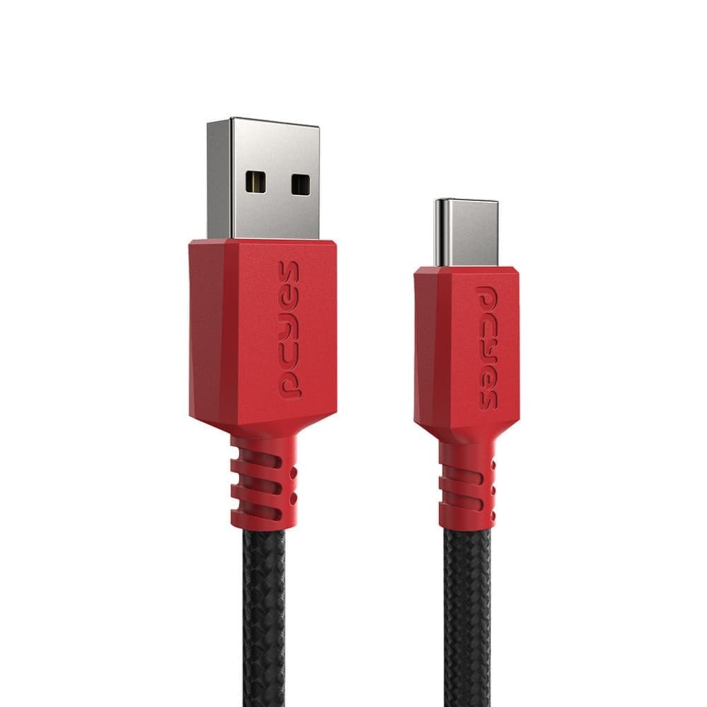 Cabo USB a 2.0  Macho P/ USB TIPO-C - Conec. Vermelho - P/ SWITCH - 3 Metros - NYLON - CBPY03V