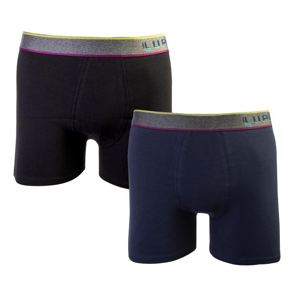 Cueca Lupo Boxer Kit c/ 2 00784 Preto/Cinza