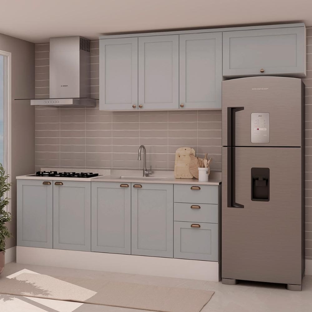 Armário de Cozinha Genialflex Iluminata 4 Peças Branco Fendi