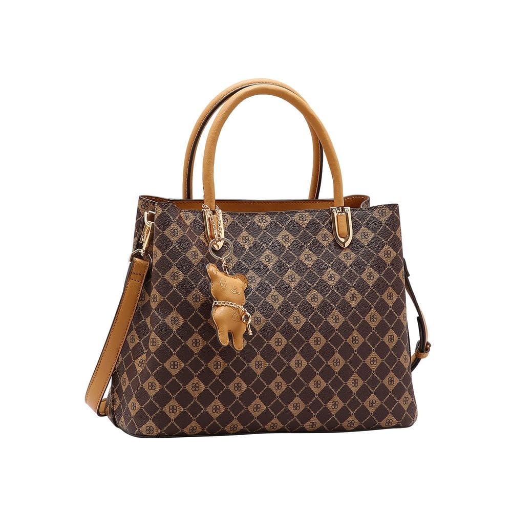 Bolsa Monograma Elemento Gráfico - Alça de Mão - Café - Chenson 3485387